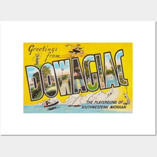 Greetings from Dowagiac, Michigan - Vintage Large Letter Postcard Posters and Art